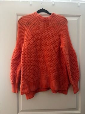 Anthropologie Coral Textured Mockneck Sweater